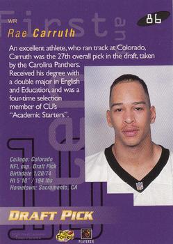 1997 Playoff First & Ten #86 Rae Carruth Back