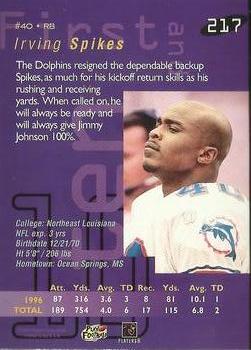 1997 Playoff First & Ten #217 Irving Spikes Back
