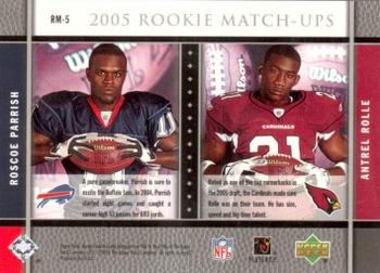 2005 Upper Deck Rookie Premiere - Match-Ups #RM-5 Roscoe Parrish / Antrel Rolle Back