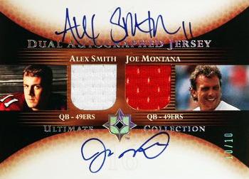 2005 Upper Deck Ultimate Collection - Game Jersey Autographs Duals #DJA-SM Alex Smith / Joe Montana Front