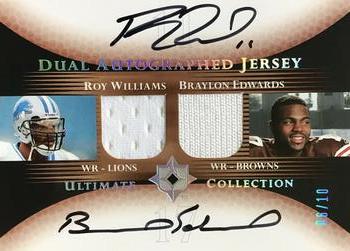 2005 Upper Deck Ultimate Collection - Game Jersey Autographs Duals #DJA-WE Roy Williams / Braylon Edwards Front