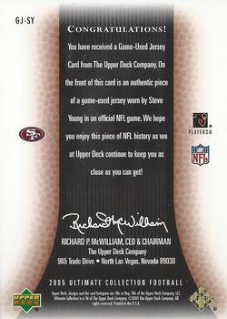 2005 Upper Deck Ultimate Collection - Game Jersey Gold #GJ-SY Steve Young Back
