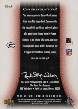 2005 Upper Deck Ultimate Collection - Rookie Jerseys #RJ-AR Aaron Rodgers Back