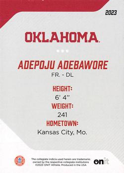 2023 ONIT Athlete Oklahoma Sooners #2 Adepoju Adebawore Back