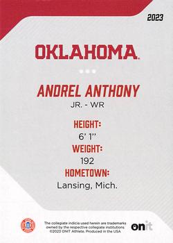 2023 ONIT Athlete Oklahoma Sooners #3 Andrel Anthony Back
