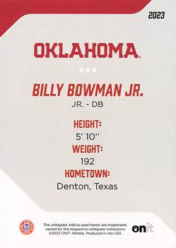 2023 ONIT Athlete Oklahoma Sooners #8 Billy Bowman Jr. Back