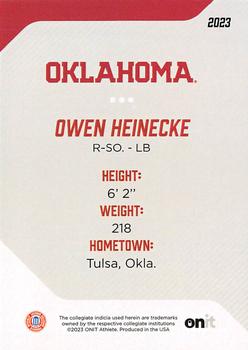 2023 ONIT Athlete Oklahoma Sooners #80 Owen Heinecke Back