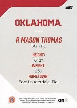 2023 ONIT Athlete Oklahoma Sooners #86 R Mason Thomas Back