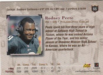 1997 Playoff Absolute Beginnings #66 Rodney Peete Back