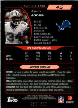 2006 Bowman - Blue #46 Kevin Jones Back