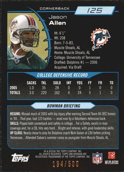 2006 Bowman - Blue #125 Jason Allen Back