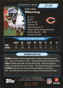 2006 Bowman - Blue #219 Danieal Manning Back