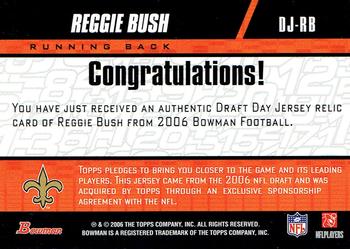 2006 Bowman - Draft Day Selections Relics #DJ-RB Reggie Bush Back