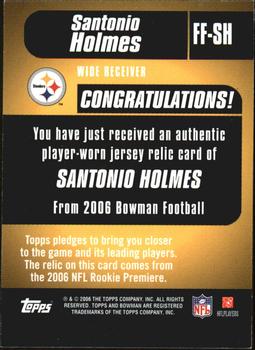 2006 Bowman - Fabric of the Future #FF-SH Santonio Holmes Back