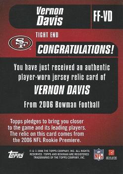 2006 Bowman - Fabric of the Future #FF-VD Vernon Davis Back