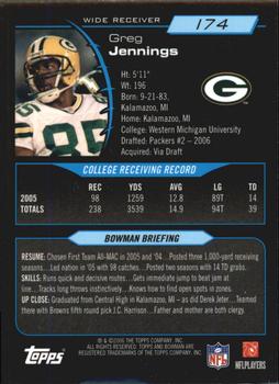 2006 Bowman - Gold #174 Greg Jennings Back