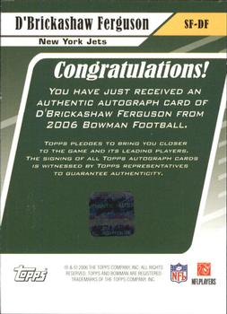 2006 Bowman - Signs of the Future #SF-DF D'Brickashaw Ferguson Back