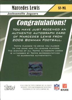 2006 Bowman - Signs of the Future #SF-ML Marcedes Lewis Back