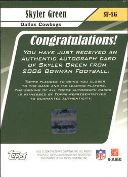 2006 Bowman - Signs of the Future #SF-SG Skyler Green Back