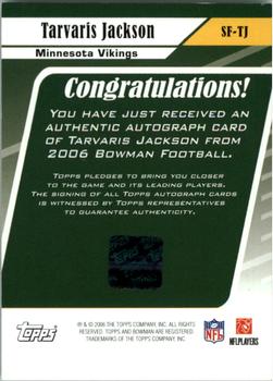 2006 Bowman - Signs of the Future #SF-TJ Tarvaris Jackson Back