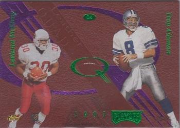1997 Playoff Absolute Beginnings - Leather Quads #4 Leeland McElroy / Troy Aikman / Zach Thomas / Cris Carter Front