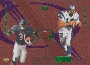 1997 Playoff Absolute Beginnings - Leather Quads #7 Rashaan Salaam / Kerry Collins / Shannon Sharpe / Ricky Watters Front