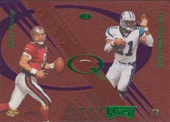 1997 Playoff Absolute Beginnings - Leather Quads #10 Steve Young / Tim Biakabutuka / Jeff George / Tony Martin Front