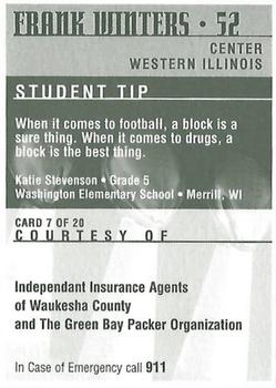 1997 Green Bay Packers Police - Independent Insurance Agents of Waukesha County #7 Frank Winters Back