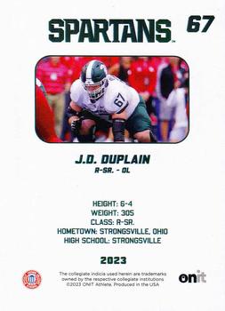 2023 ONIT Athlete Michigan State Spartans #NNO J.D. Duplain Back