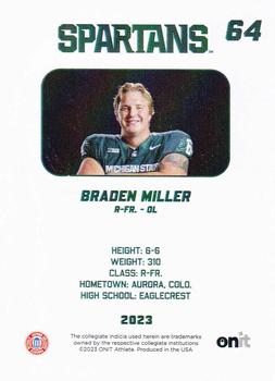2023 ONIT Athlete Michigan State Spartans #NNO Braden Miller Back