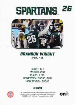 2023 ONIT Athlete Michigan State Spartans #NNO Brandon Wright Back