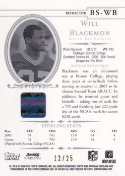 2006 Bowman Sterling - Black Refractors #BS-WB Will Blackmon Back
