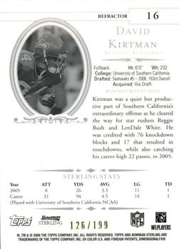 2006 Bowman Sterling - Refractors #16 David Kirtman Back