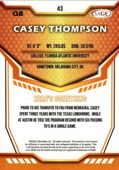 2024 SAGE HIT - Silver #43 Casey Thompson Back