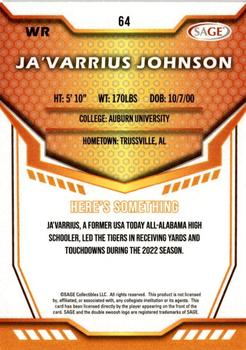 2024 SAGE HIT - Gold #64 Ja'Varrius Johnson Back