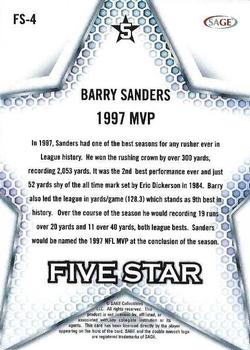 2024 SAGE HIT - Five Star #FS-4 Barry Sanders Back