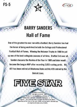 2024 SAGE HIT - Five Star #FS-5 Barry Sanders Back