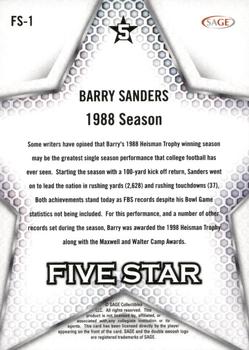 2024 SAGE HIT - Five Star Silver #FS-1 Barry Sanders Back