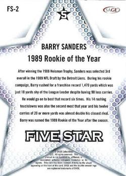 2024 SAGE HIT - Five Star Silver #FS-2 Barry Sanders Back