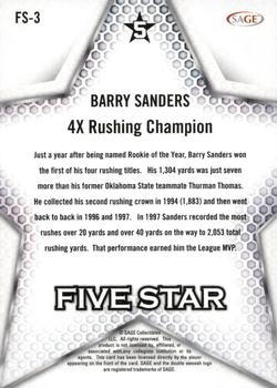 2024 SAGE HIT - Five Star Silver #FS-3 Barry Sanders Back