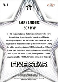 2024 SAGE HIT - Five Star Silver #FS-4 Barry Sanders Back