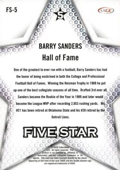 2024 SAGE HIT - Five Star Silver #FS-5 Barry Sanders Back