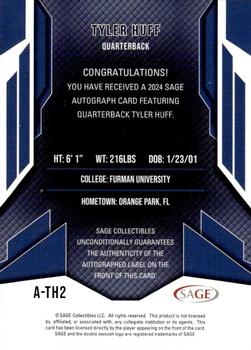 2024 SAGE HIT - Autographs Red #A-TH2 Tyler Huff Back