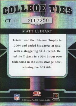 2006 Donruss Elite - College Ties Black #CT-11 Matt Leinart Back