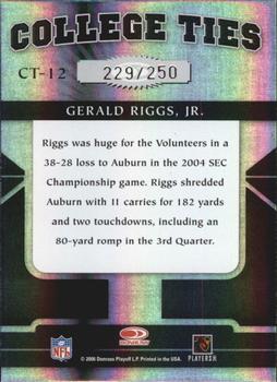 2006 Donruss Elite - College Ties Black #CT-12 Gerald Riggs Jr. Back