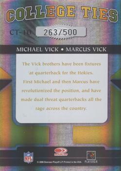 2006 Donruss Elite - College Ties Gold #CT-10 Michael Vick / Marcus Vick Back