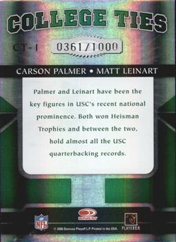 2006 Donruss Elite - College Ties Green #CT-1 Carson Palmer / Matt Leinart Back