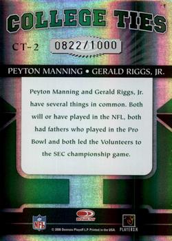 2006 Donruss Elite - College Ties Green #CT-2 Peyton Manning / Gerald Riggs Jr. Back