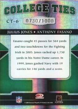 2006 Donruss Elite - College Ties Green #CT-6 Julius Jones / Anthony Fasano Back