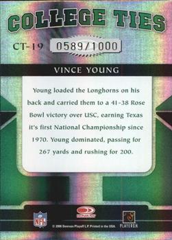 2006 Donruss Elite - College Ties Green #CT-19 Vince Young Back